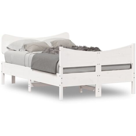 Cadre de lit avec tête de lit blanc 120x190 bois pin massif (1/5)
