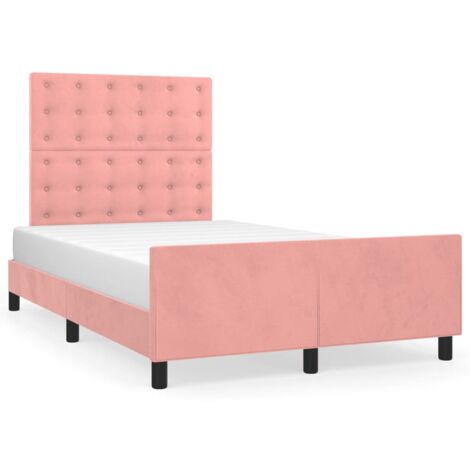 Cadre de lit avec tête de lit rose 120x190 velours (1/5)