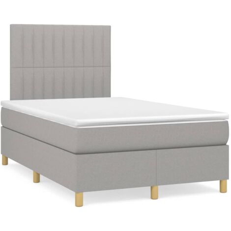 Sommier à lattes de lit matelas LED gris clair 120x190 tissu (1/5)