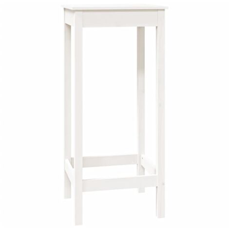 Table de bar blanc 50x50x110 bois massif de pin (1/5)