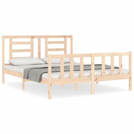 Cadre de lit avec tête de lit 160x200 bois massif (1/5)