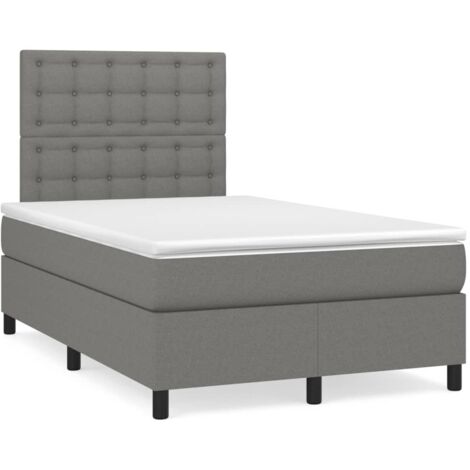 Sommier à lattes de lit matelas LED gris foncé 120x190 tissu (1/5)