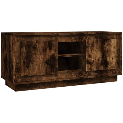 Meuble TV chêne fumé 102x35x45 bois d'ingénierie (1/5)