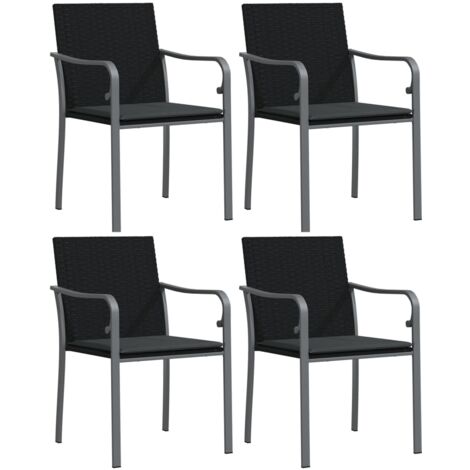 Chaises de jardin avec coussins lot de 4 noir 56x59x84 rotin (1/5)