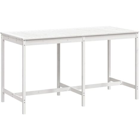 Table de jardin blanc 203,5x90x110 bois massif de pin (1/5)
