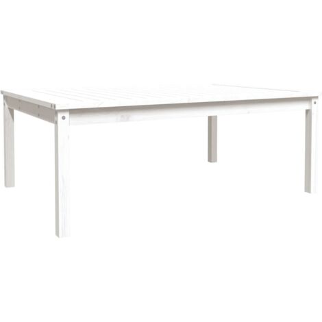 Table de jardin blanc 121x82,5x45 bois massif de pin (1/5)