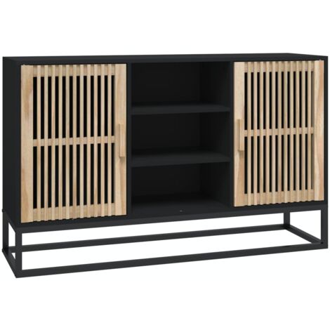 Buffet noir 105x30x65 bois d'ingénierie (1/5)