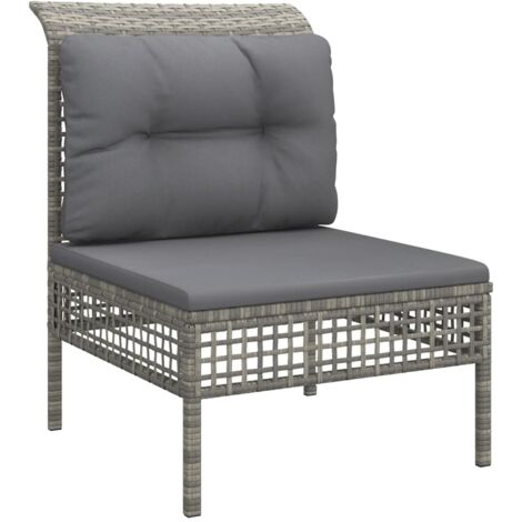 Canapé Central Sectionnel Avec Coussins Gris Résine Tressée VidaXL 313494 - Gamm Vert