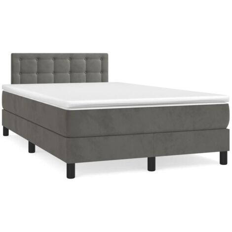 Sommier à lattes de lit avec matelas LED gris foncé 120x190 (1/5)