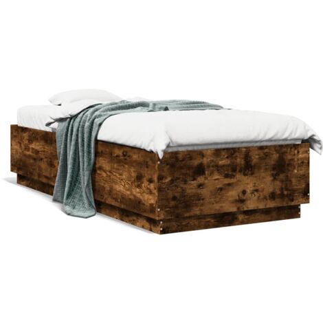 Cadre de lit chêne fumé 100x200 bois d'ingénierie (1/5)