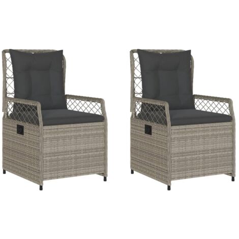 Chaises inclinables de jardin lot de2 gris clair résine tressée (1/5)