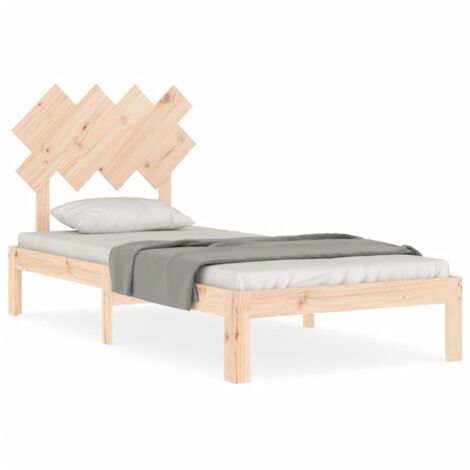 Cadre de lit avec tête de lit 90x200 bois massif (1/5)
