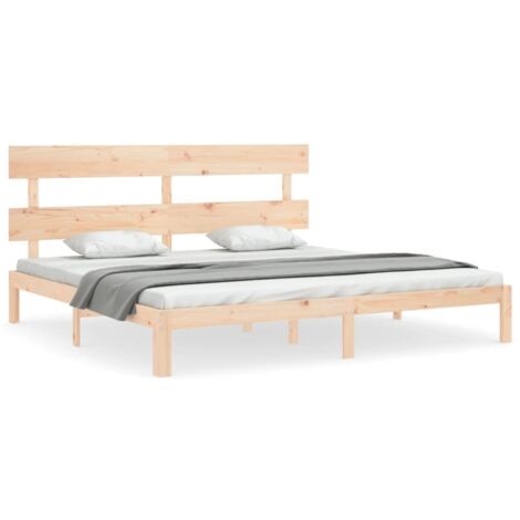Cadre de lit avec tête de lit 200x200 bois massif (1/5)