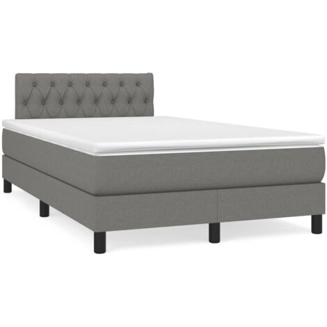 Sommier à lattes de lit matelas LED gris foncé 120x190 tissu (1/5)