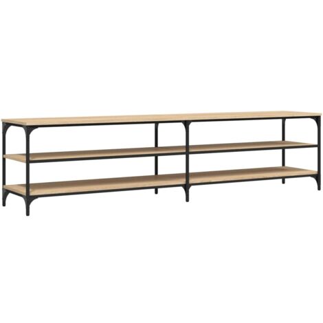Meuble TV chêne sonoma 200x30x50 bois d'ingénierie et métal (1/5)