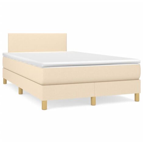 Sommier à lattes de lit matelas et LED crème 120x190 tissu (1/5)