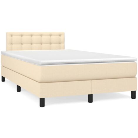 Sommier à lattes de lit matelas et LED crème 120x190 tissu (1/5)