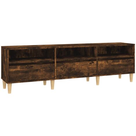 Meuble TV chêne fumé 150x30x44,5 bois d'ingénierie (1/5)