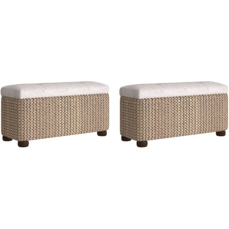 Bancs de rangement 2 pcs avec coussin gris 69cm quenouille (1/5)