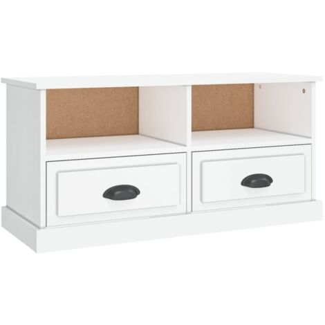 Meuble TV blanc brillant 93x35,5x45 bois d'ingénierie (1/5)