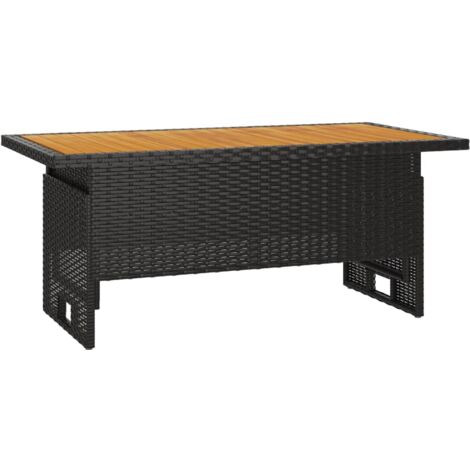 Table de jardin noir 100x50x43-63 acacia et résine tressée (1/5)