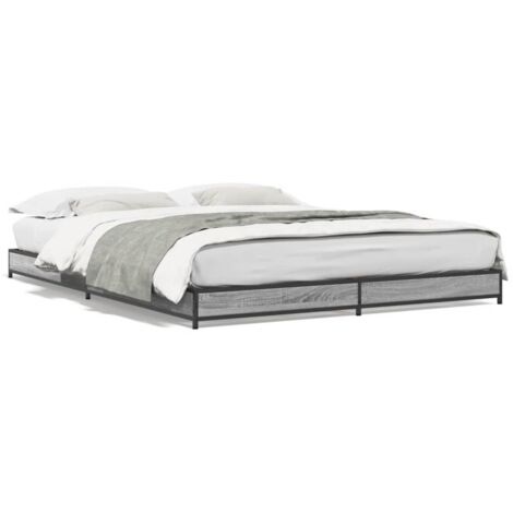 Cadre de lit sonoma gris 120x200 bois d'ingénierie et métal (1/5)