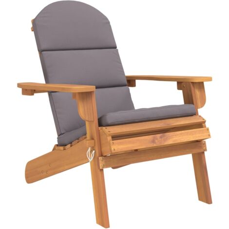 Chaise de jardin Adirondack avec coussins bois massif d'acacia (1/5)