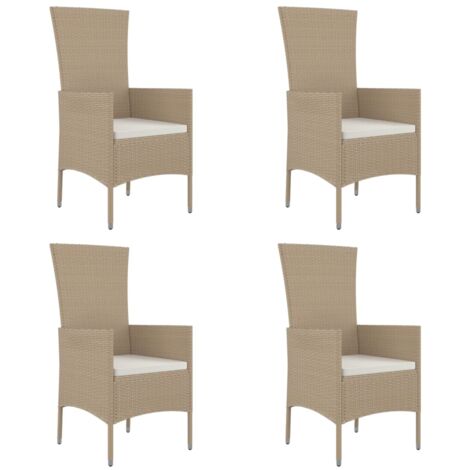Chaises de jardin avec coussins lot de 4 Résine tressée Beige (1/5)