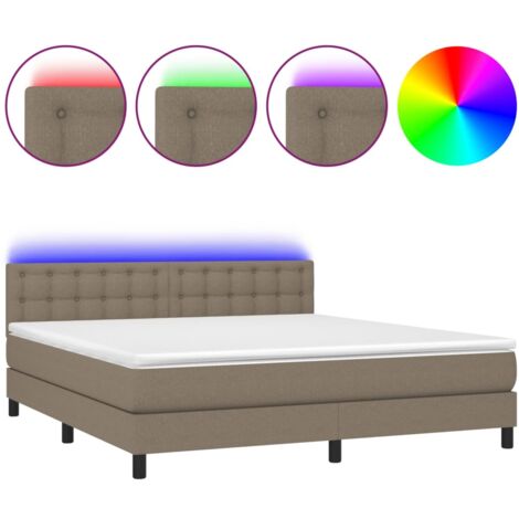 Sommier à lattes de lit avec matelas LED Taupe 160x200 Tissu (1/5)