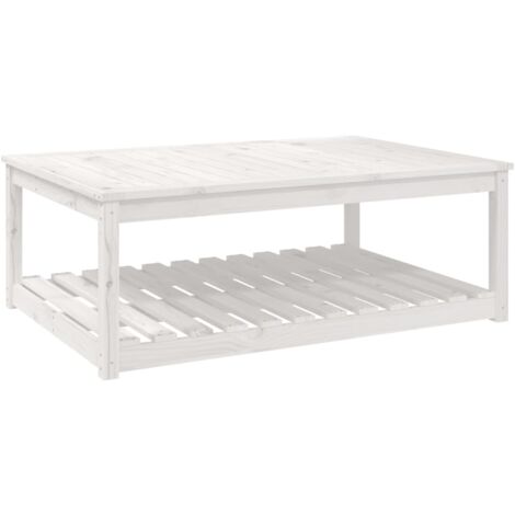 Table de jardin blanc 121x82,5x45 bois massif de pin (1/5)