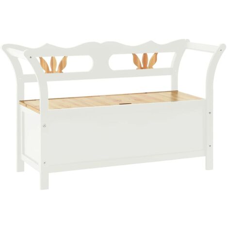 Banc Blanc 107x45x75,5 Bois de sapin solide (1/5)