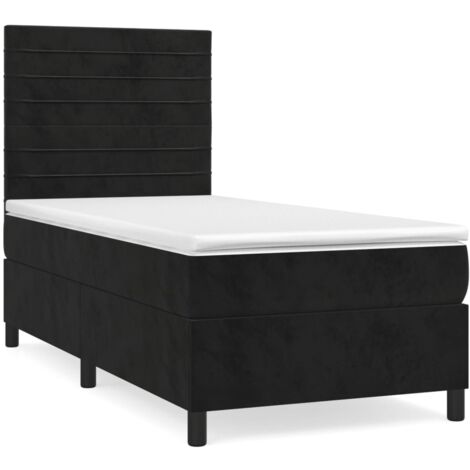 Sommier à lattes de lit avec matelas Noir 90x190 Velours (1/5)