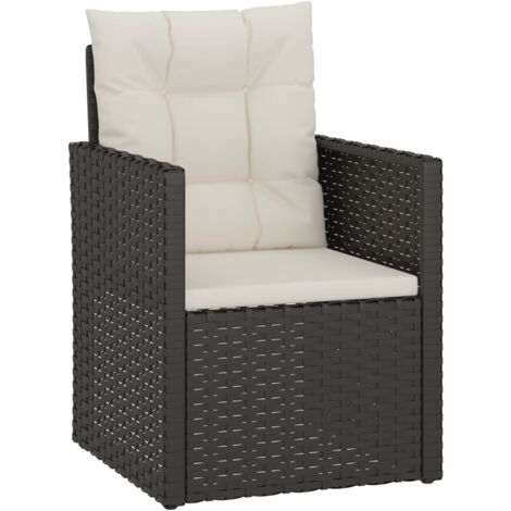 Fauteuil de jardin avec coussins Noir Résine tressée (1/5)