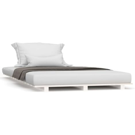 Cadre de lit Blanc 90x200 Bois de pin massif (1/5)