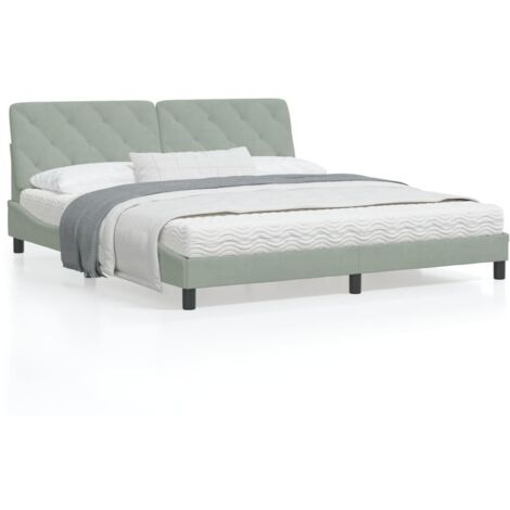 Cadre de lit avec tête de lit Gris clair 180x200 Velours (1/5)