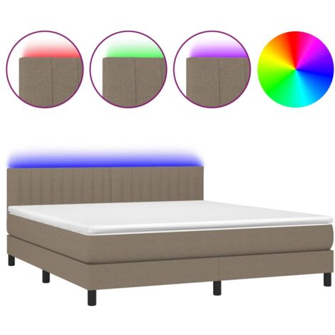 Sommier à lattes de lit avec matelas LED Taupe 160x200 Tissu (1/5)