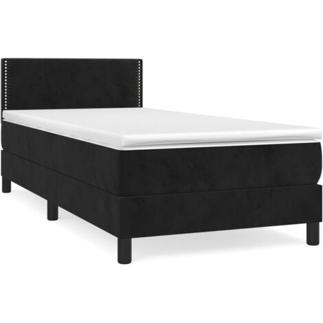 Sommier à lattes de lit avec matelas Noir 100x200 Velours (1/5)