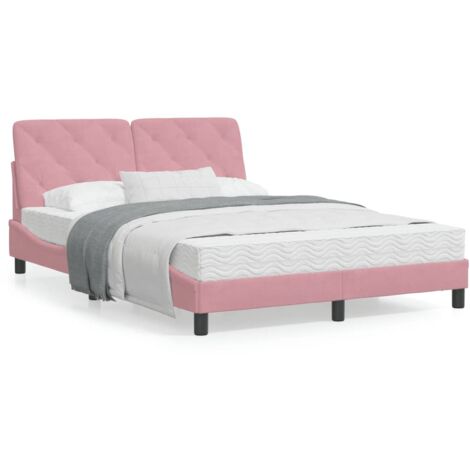 Cadre de lit avec tête de lit Rose 120x200 Velours (1/5)