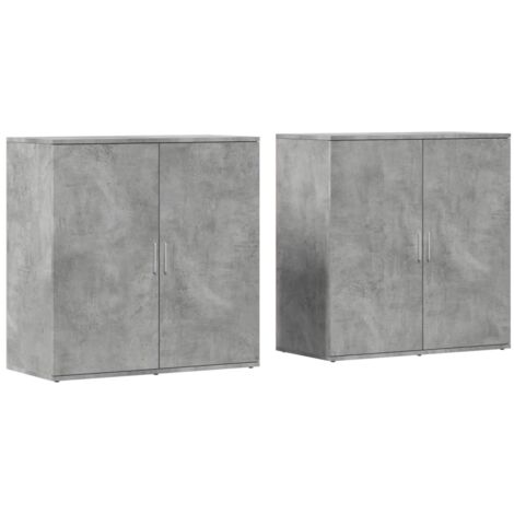 Buffets 2 pcs gris béton 79x38x80 bois d'ingénierie (1/5)