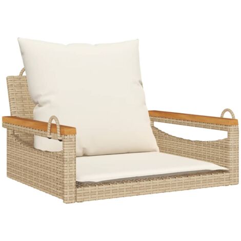 Balancelle avec coussins beige 63x62x40 résine tressée (1/5)