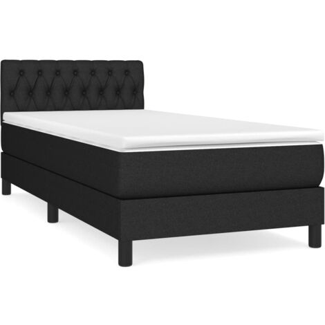 Sommier à lattes de lit avec matelas Noir 90x200 Tissu (1/5)