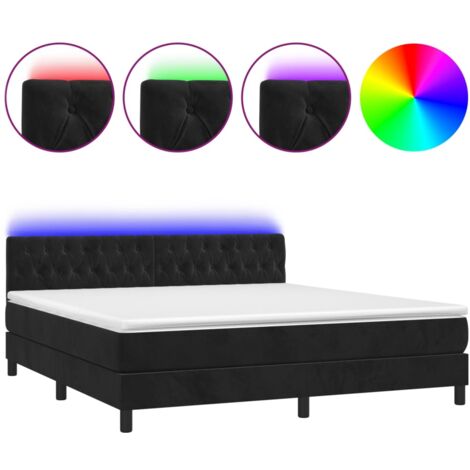 Sommier à lattes de lit avec matelas et LED Noir 160x200 (1/5)