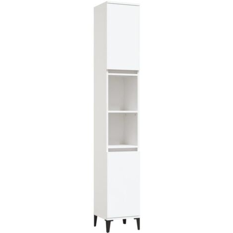 Armoire de salle de bain blanc 30x30x190 bois d'ingénierie (1/5)