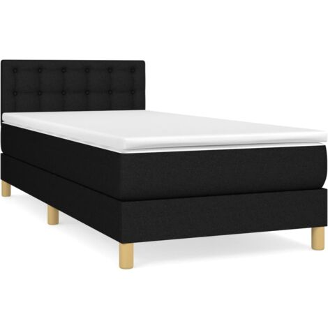 Sommier à lattes de lit avec matelas Noir 90x190 Tissu (1/5)
