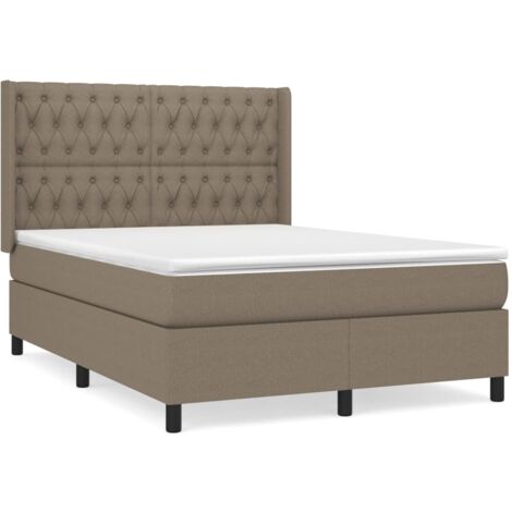Sommier à lattes de lit avec matelas Taupe 140x190 Tissu (1/5)