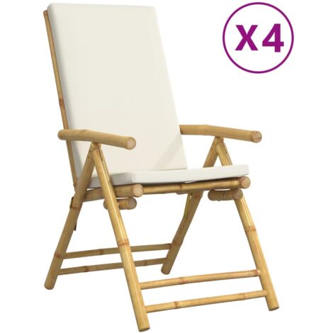Chaises de bistro pliantes lot de 4 et coussins blanc crème (1/5)