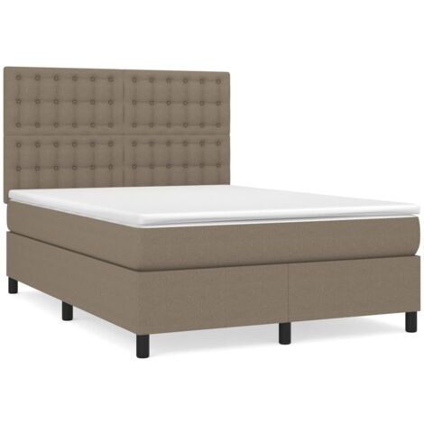 Sommier à lattes de lit avec matelas Taupe 140x190 Tissu (1/5)