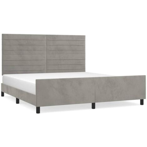 Cadre de lit avec tête de lit Gris clair 180x200 Velours (1/5)