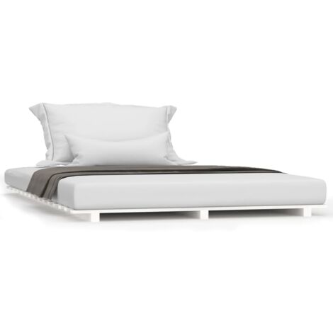 Cadre de lit Blanc 135x190 Bois de pin massif (1/5)