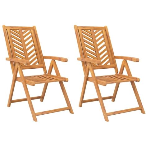 Chaises de jardin inclinables 2 pcs bois massif d'acacia (1/5)